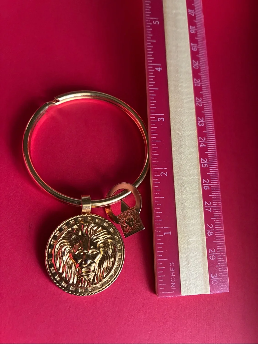 Anne Klein Gold Lion Medallion Key Ring